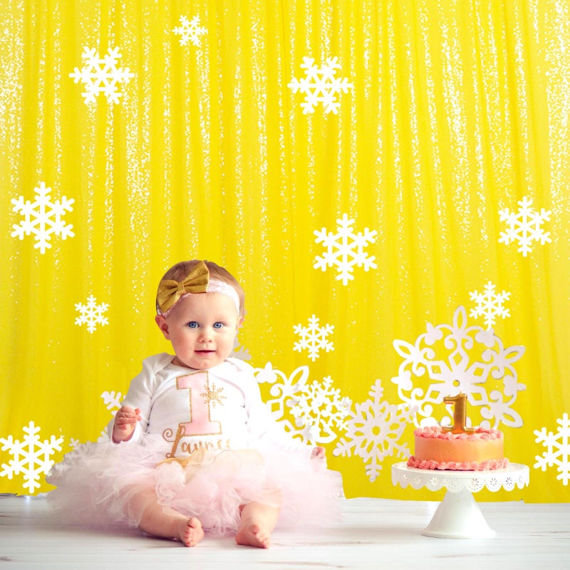 ShiDianYi Yellow Glitter Backdrop Curtain Photo Backdrop 4FTx7FT Sequins Shimmer Curtains for Backdrop -1011E - Image 3